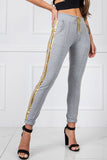 Women's Elastic Waistband Sweatpants with Stripes and Pockets