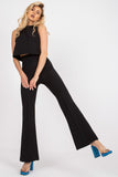 Elegant Blouse and Long Pants Set with Tie Back Detail