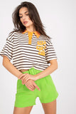 Striped Short-Sleeved Polo with Front Print Design