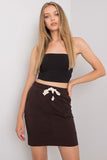 Elastic Waist Mini Skirt with Front Pockets and Binding