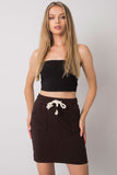 Elastic Waist Mini Skirt with Front Pockets and Binding