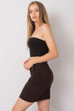 Elastic Waist Mini Skirt with Front Pockets and Binding
