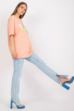 Loose Fit Ladies' T-Shirt with Decorative Front Wording