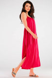 Airy Maxi Dress with Decorative Back Ring - Loose Fit