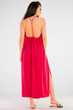Airy Maxi Dress with Decorative Back Ring - Loose Fit