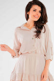 Classic Light Shirt with Pocket and Decorative Buttons