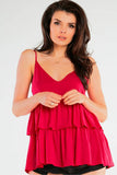Loose-Fitting Viscose Blouse with Straps and Frills