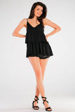 Elegant Loose-Fitting Blouse with Frills and Thin Straps