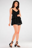 Elegant Loose-Fitting Blouse with Frills and Thin Straps