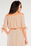 Blusa de estilo espaÃ±ol con mangas atadas de viscosa ligera