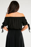 Blusa de estilo espaÃ±ol con mangas atadas, viscosa ligera