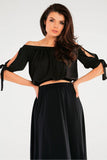 Blusa de estilo espaÃ±ol con mangas atadas, viscosa ligera