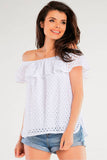 Openwork Spanish-Style Blouse with Frill Detail