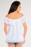 Openwork Spanish-Style Blouse with Frill Detail