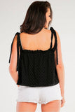 Summer Openwork Loose Blouse with Tied Straps