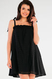 Flared Dress with Tied Straps and Pleated Neckline