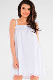 Flared Dress with Tied Straps and Pleated Neckline