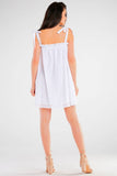 Flared Dress with Tied Straps and Pleated Neckline