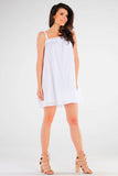 Flared Dress with Tied Straps and Pleated Neckline