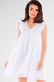 Flared Openwork Dress with Frills for Any Occasion