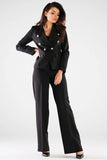 High Rise Wide Leg Pants with Front Zipper