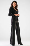 High Rise Wide Leg Pants with Front Zipper