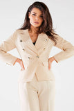 Lightly Tailored Double-Breasted Jacket with Golden Buttons