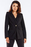 Elegant Women's Jacket with Golden Button and Shawl Collar