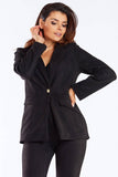 Elegant Women's Jacket with Golden Button and Shawl Collar