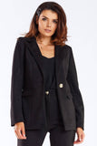 Elegant Women's Jacket with Golden Button and Shawl Collar