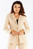 Elegant Women's Jacket with Golden Button and Shawl Collar