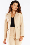 Elegant Women's Jacket with Golden Button and Shawl Collar