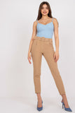High-Waisted Pants with Zip, Buttons, and Belt