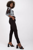 High-Waisted Pants with Zip, Buttons, and Belt