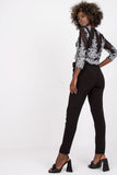 High-Waisted Pants with Zip, Buttons, and Belt