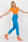 High-Waisted Pants with Zip, Buttons, and Belt