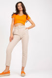 Women's High-Waisted Pants with Belt and Side Pockets