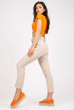 Women's High-Waisted Pants with Belt and Side Pockets