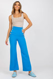 High-Waisted Pants with Decorative Front Buttons and Pockets