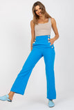 High-Waisted Pants with Decorative Front Buttons and Pockets