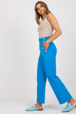 High-Waisted Pants with Decorative Front Buttons and Pockets