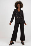 Elegant Buttoned Ladies' Jacket with Shoulder Cushions