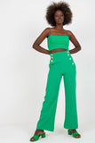 High-Waisted Women's Pants with Decorative Front Buttons