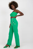 High-Waisted Women's Pants with Decorative Front Buttons