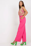 Higher Rise Fabric Pants with Zip and Button Fastening