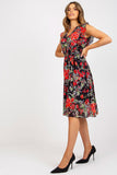 Pleated Frill Sleeve Summer Dress with Belted Waist