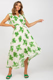 Frilly Short Sleeve Summer Dress with Tie Waist and Pleats