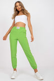 High Rise Women's Fabric Pants with Elastic Waistband