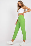 High Rise Women's Fabric Pants with Elastic Waistband