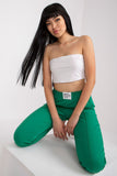 High-Rise Women's Elastic Waist Fabric Pants with Pockets